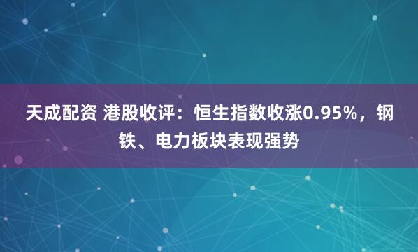 天成配资 港股收评：恒生指数收涨0.95%，钢铁、电力板块表现强势